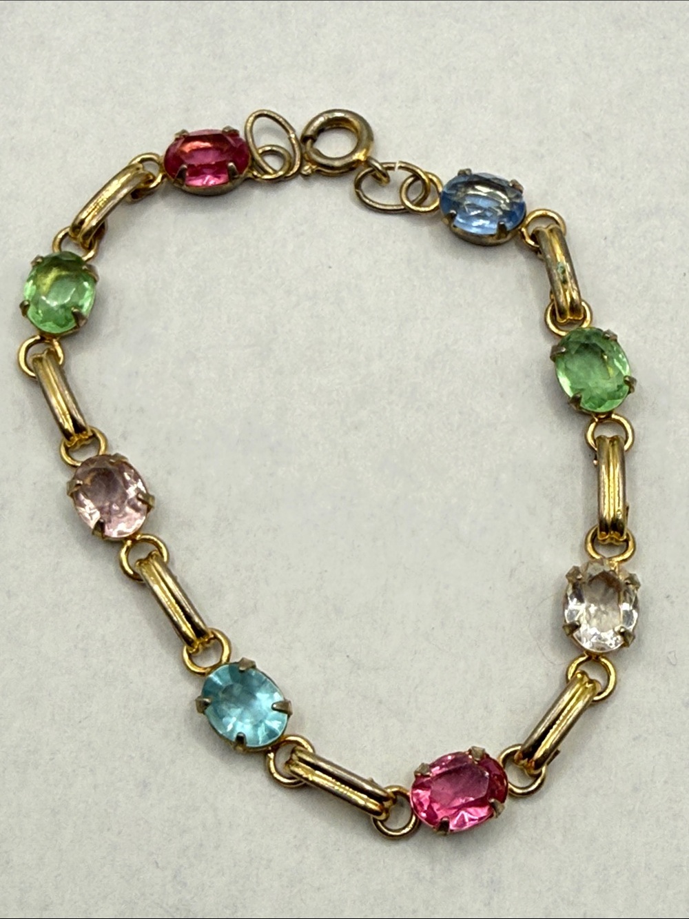Vintage link Multicolor Crystal Link Bracelet catamore style very pretty